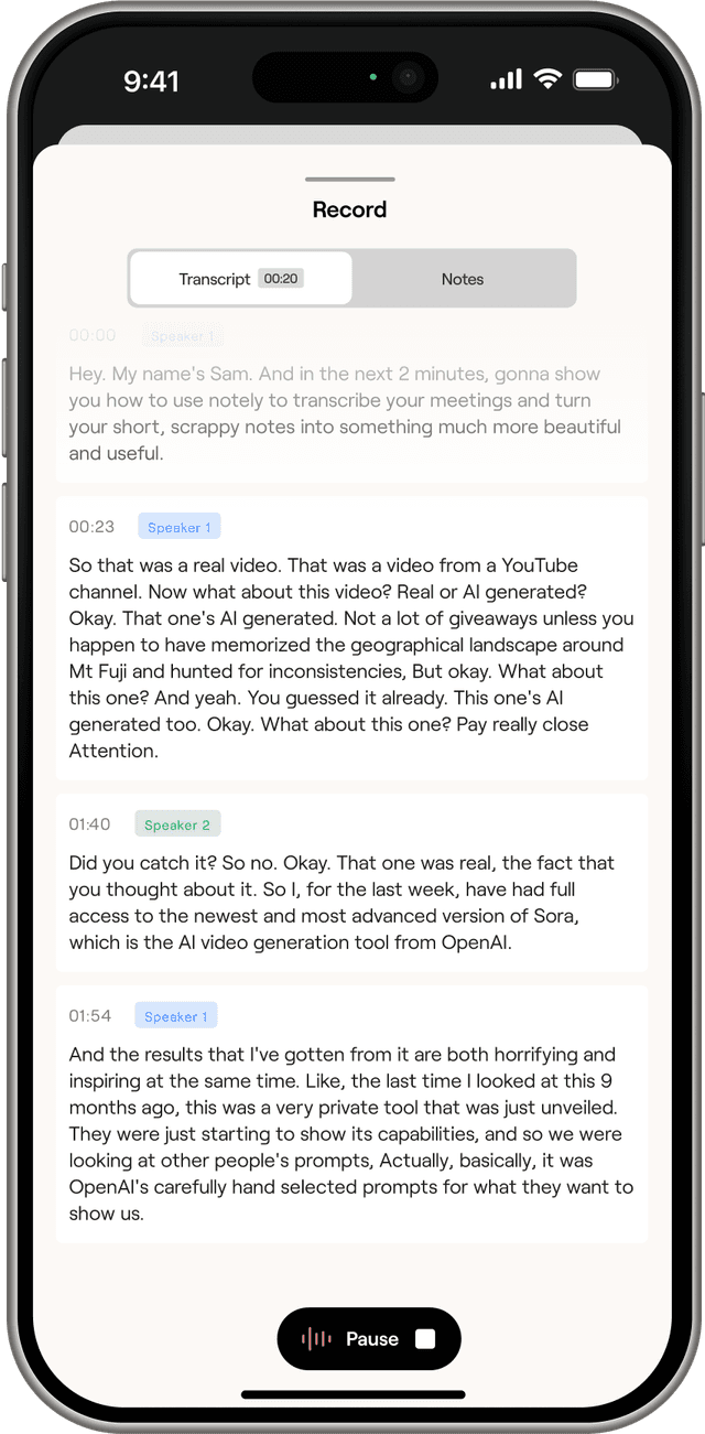 Notable app screenshot showing meeting notes interface